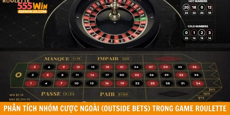 Phân tích nhóm cược ngoài (outside bets) trong game Roulette